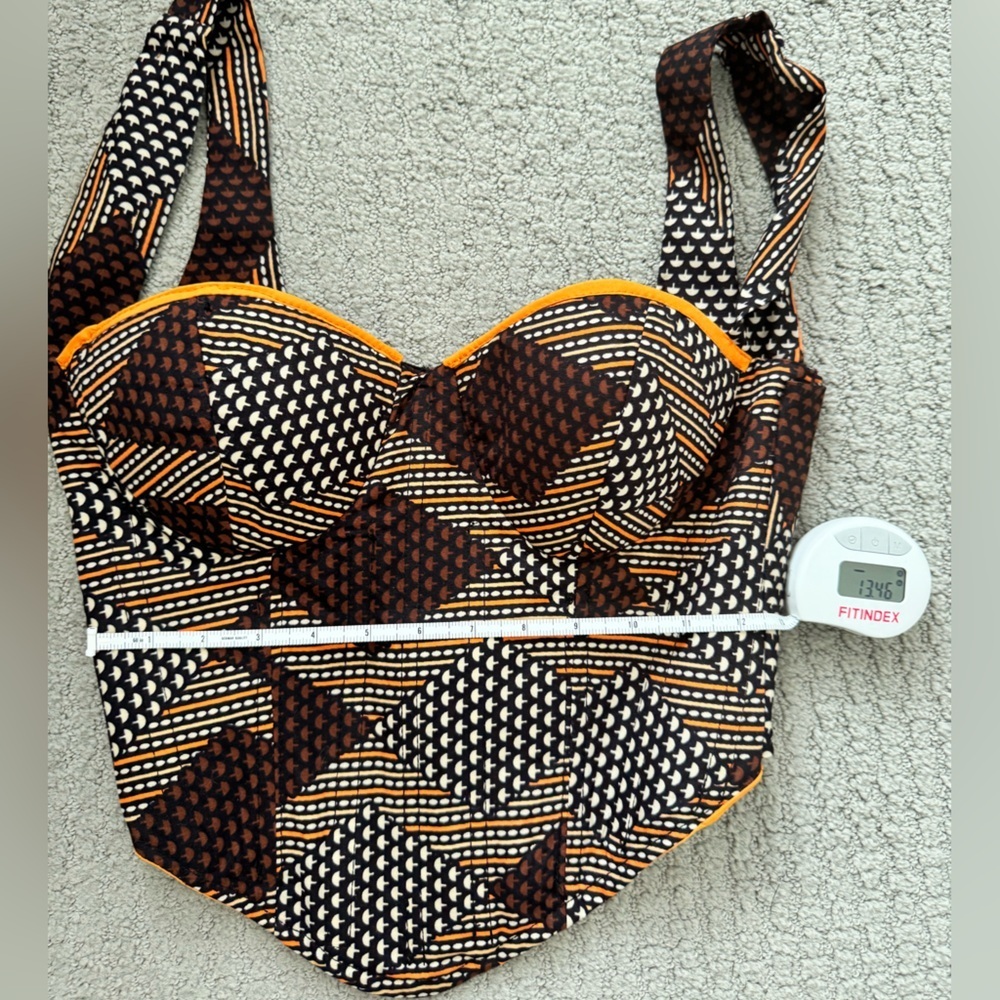 Custom Made African Print Corset Crop Top in Brown - Picture 6 of 7